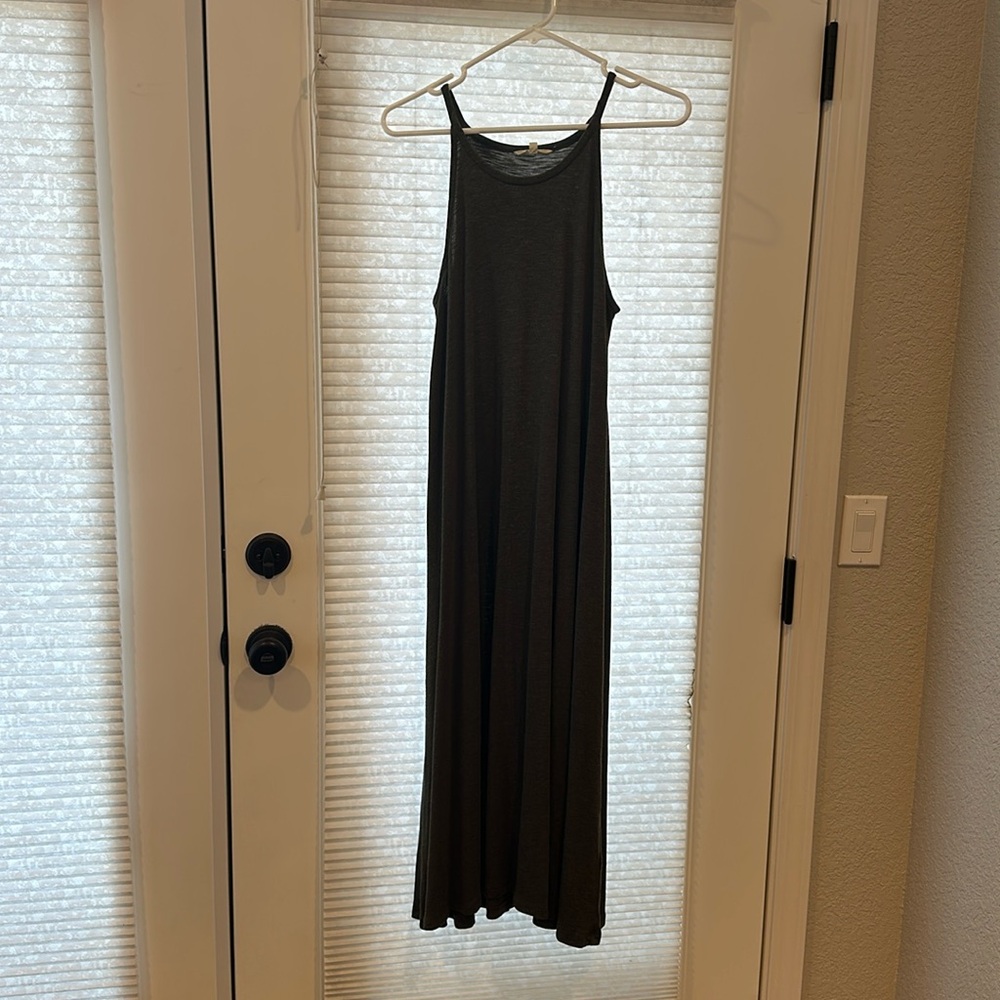 Madewell Maxi Army Green Dress with Spaghetti Straps size medium